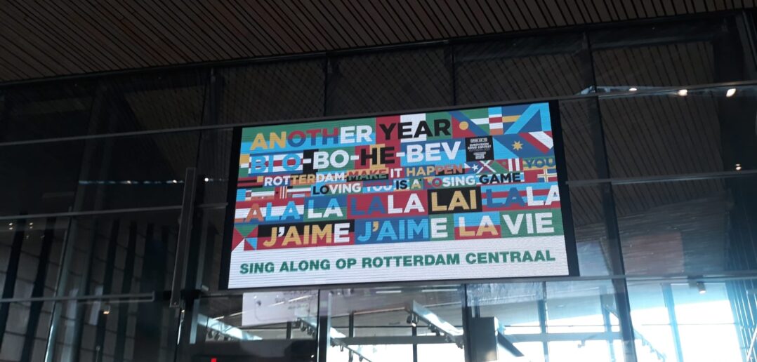 Eurovision sign at Rotterdam station